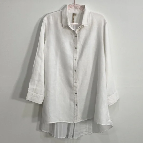 Comfy USA Button Down Top Line Blend Women's Large White - Picture 2 of 11